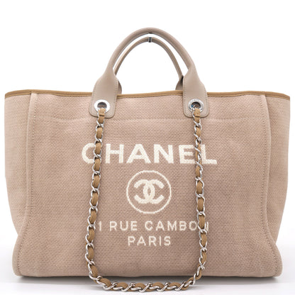 Chanel Beige Tweed Deauville Shopping Tote Bag
