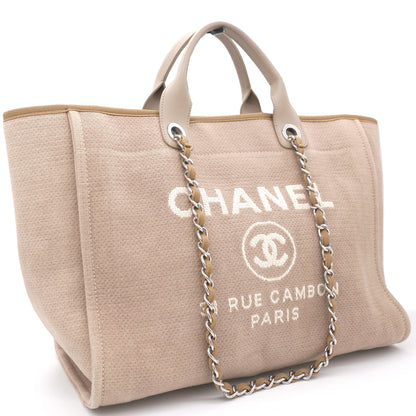 Chanel Beige Tweed Deauville Shopping Tote Bag