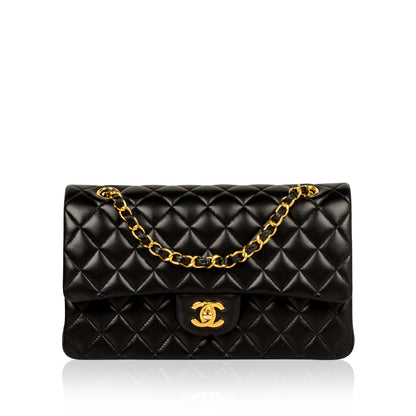 Chanel Classic Flap Lambskin Black Shoulder Bag Style 144
