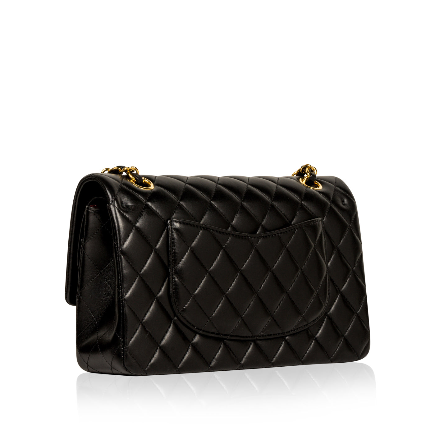 Chanel Classic Flap Lambskin Black Shoulder Bag Style 144