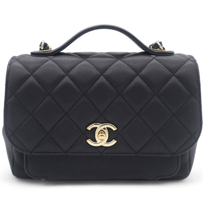 Chanel Black Quilted Caviar Leather Medium Business Affinity Top Handle Bag