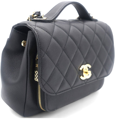 Chanel Black Quilted Caviar Leather Medium Business Affinity Top Handle Bag