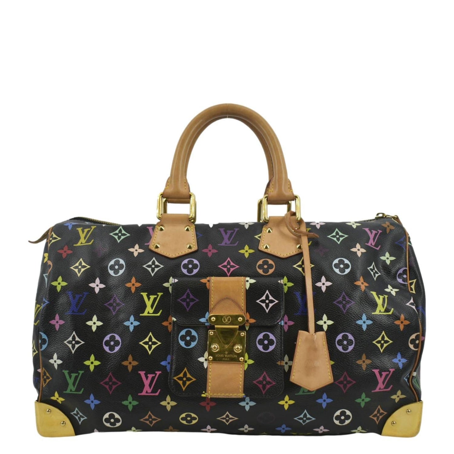 LOUIS VUITTON 40 Monogram Multicolor Satchel Bag Black