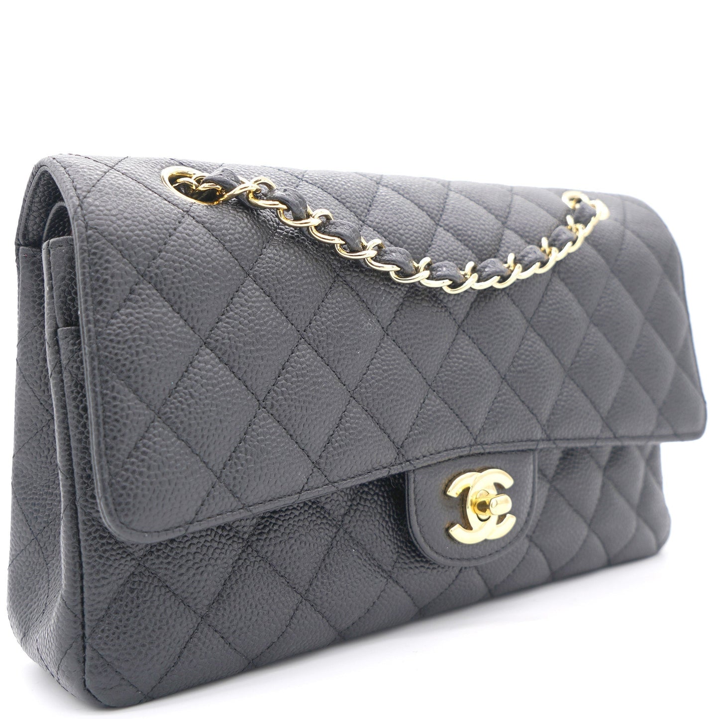 Chanel Flap Classic Quilted Caviar Leather Black Shoulder Bag