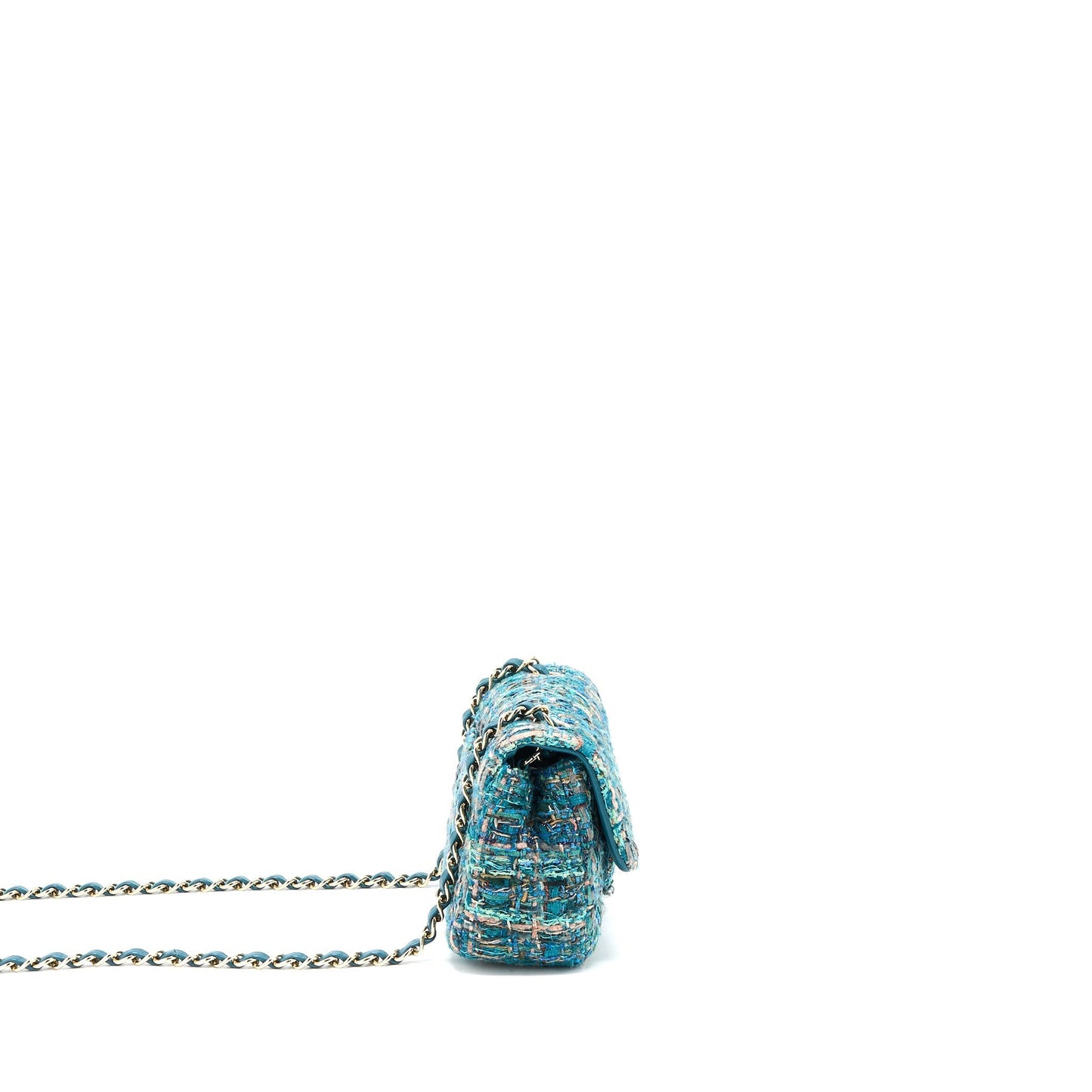 Chanel Mini Rectangular Flap Bag Tweed Multicolor Green L