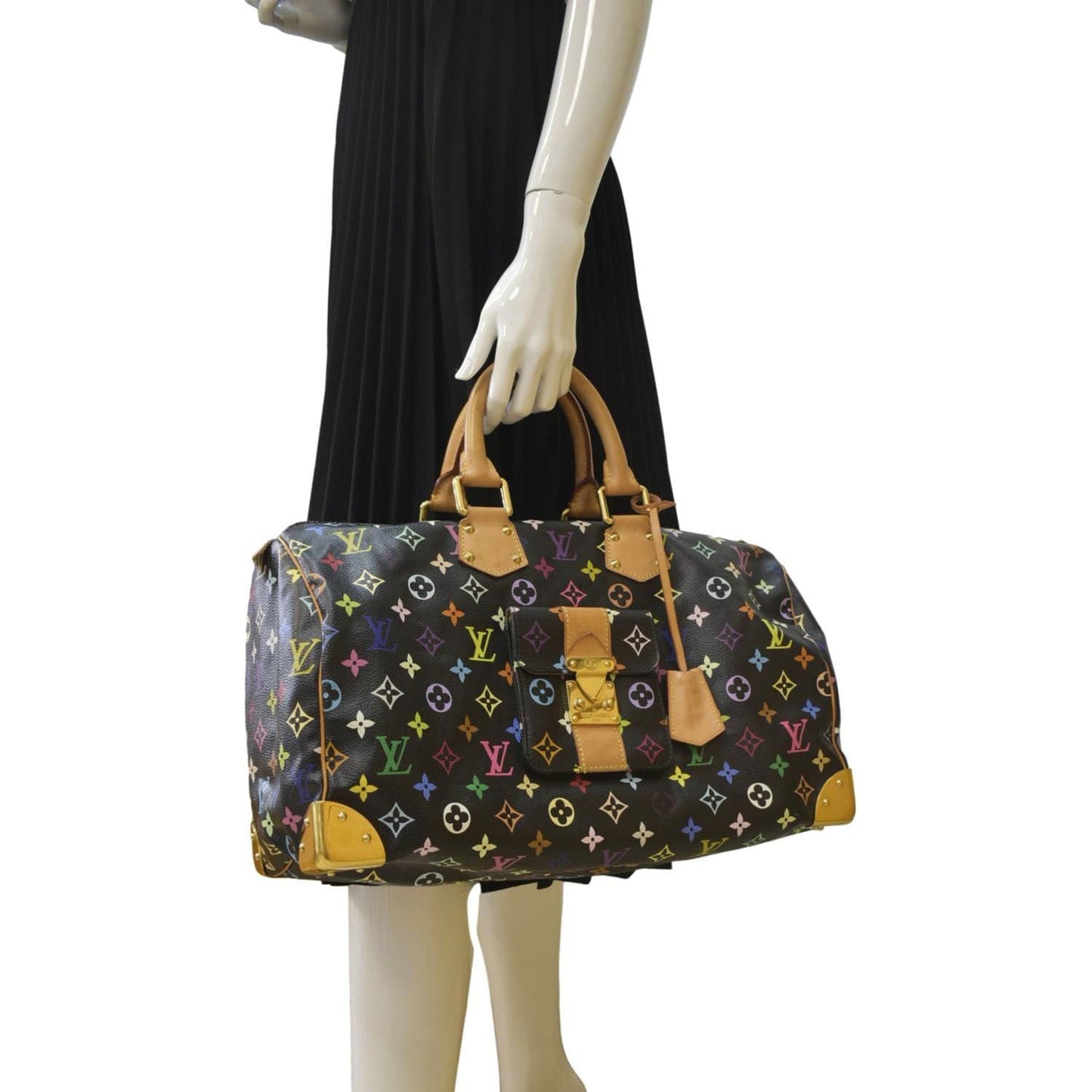 LOUIS VUITTON 40 Monogram Multicolor Satchel Bag Black