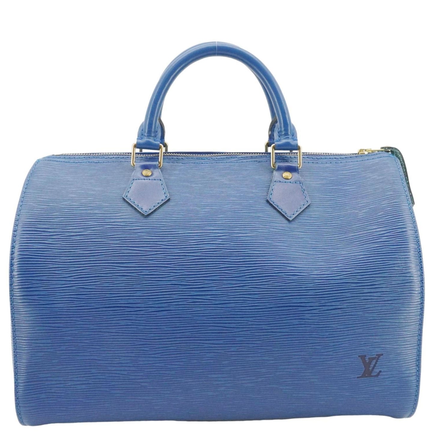 LOUIS VUITTON Epi Leather Satchel Bag Blue