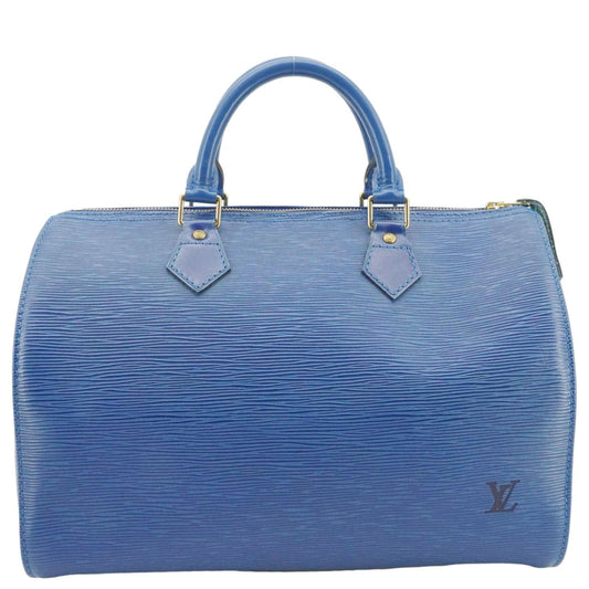 LOUIS VUITTON Epi Leather Satchel Bag Blue