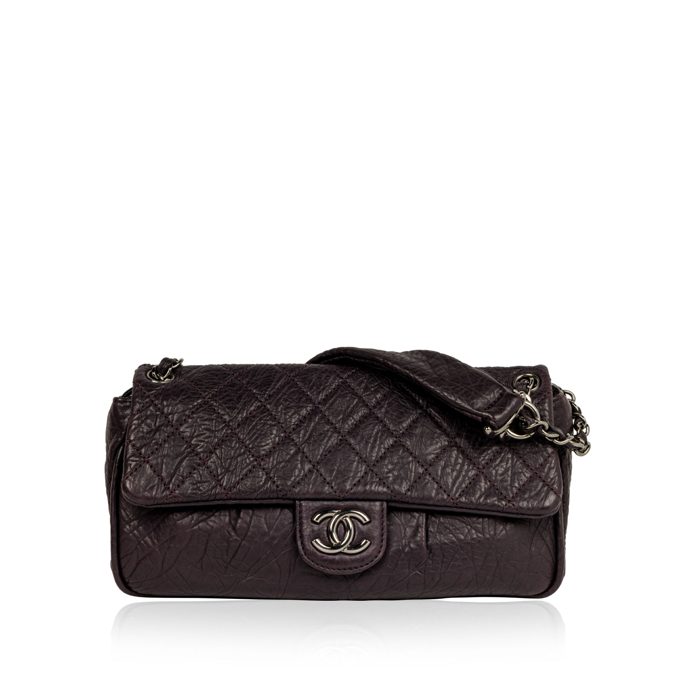Chanel Classic Flap Calfskin Silver Shoulder Bag