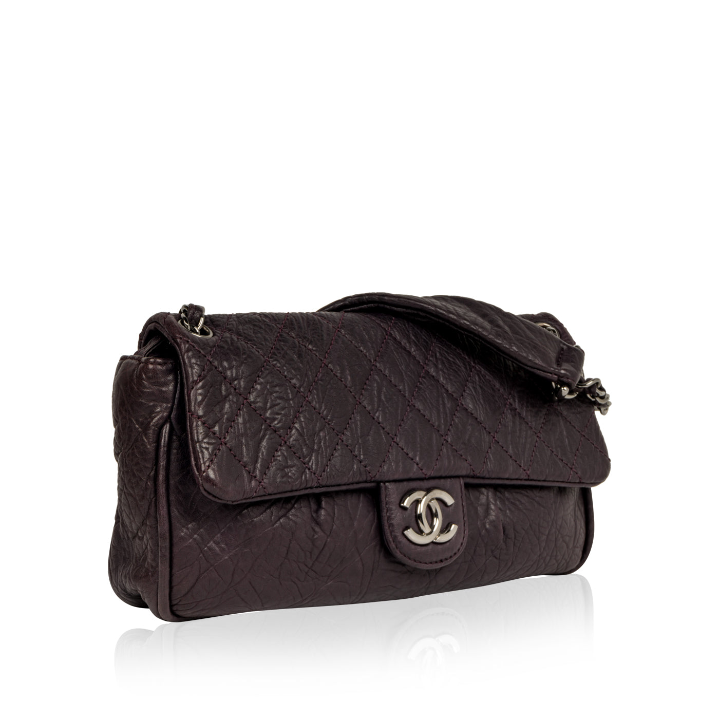 Chanel Classic Flap Calfskin Silver Shoulder Bag