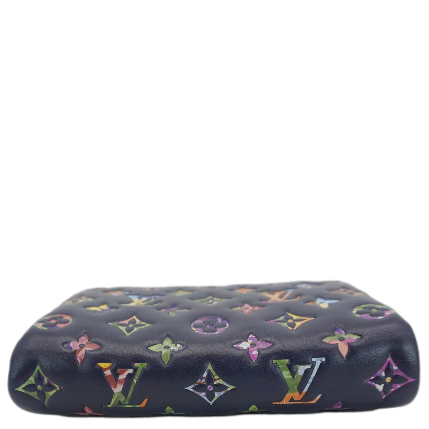 LOUIS VUITTON Coussin Pochette Garden Embossed Leather Crossbody Bag Navy Blue