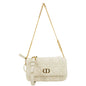 Christian Dior Caro Supple Cannage Calfskin Leather Chain Shoulder Bag Ivory