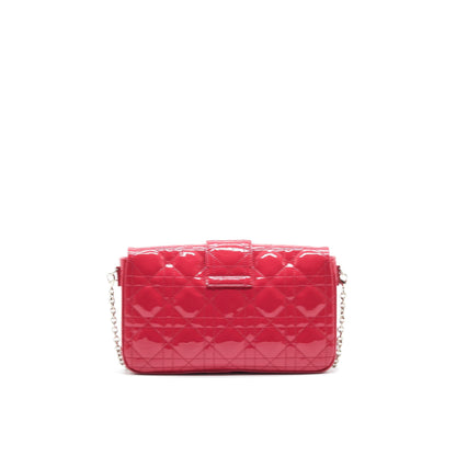 Christian Dior New Lock Pouch Purse Cannage Patent Leather