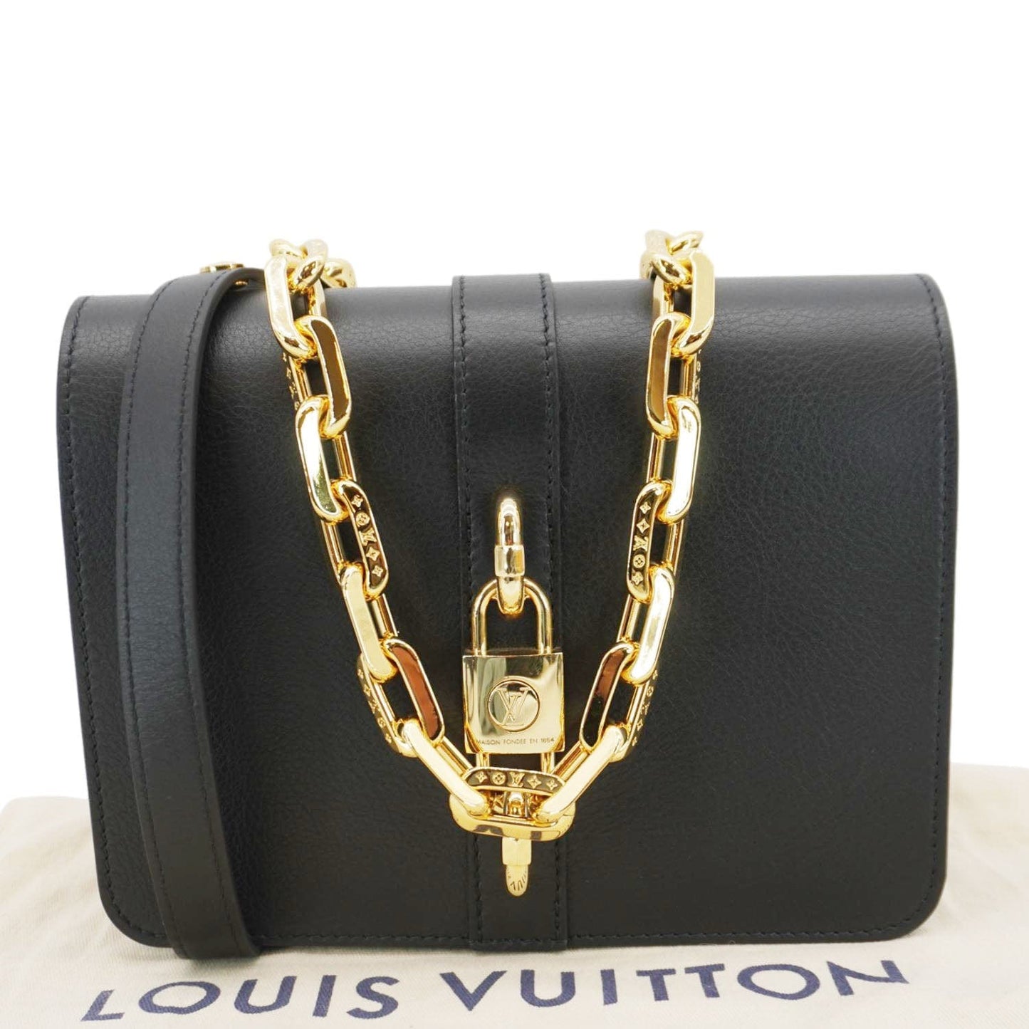 LOUIS VUITTON Rendez Vous Calfskin Leather Crossbody Bag Black