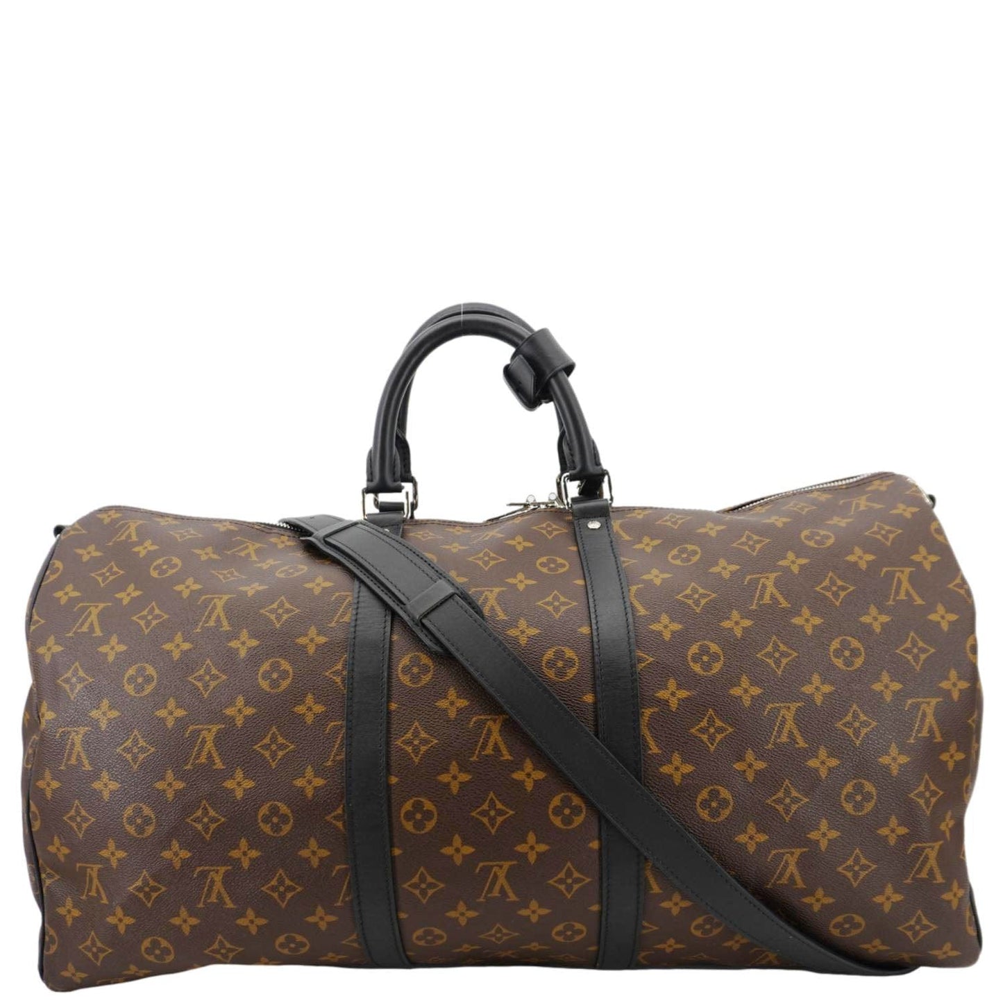 LOUIS VUITTON Keepall Bandouliere 55 Monogram Canvas Travel Bag Black