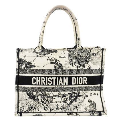 Christian Dior Book Zodiac Embroidery Canvas Tote Bag Latte