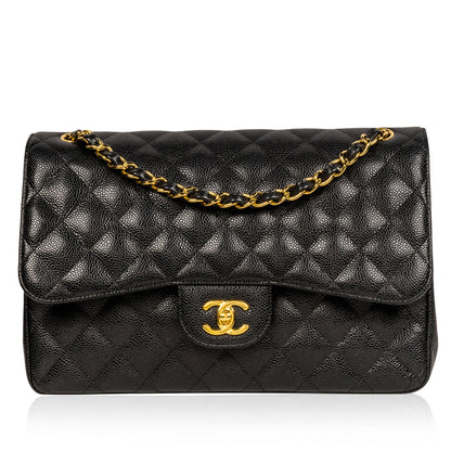 Chanel Classic Flap Caviar Black Shoulder Bag Style 36