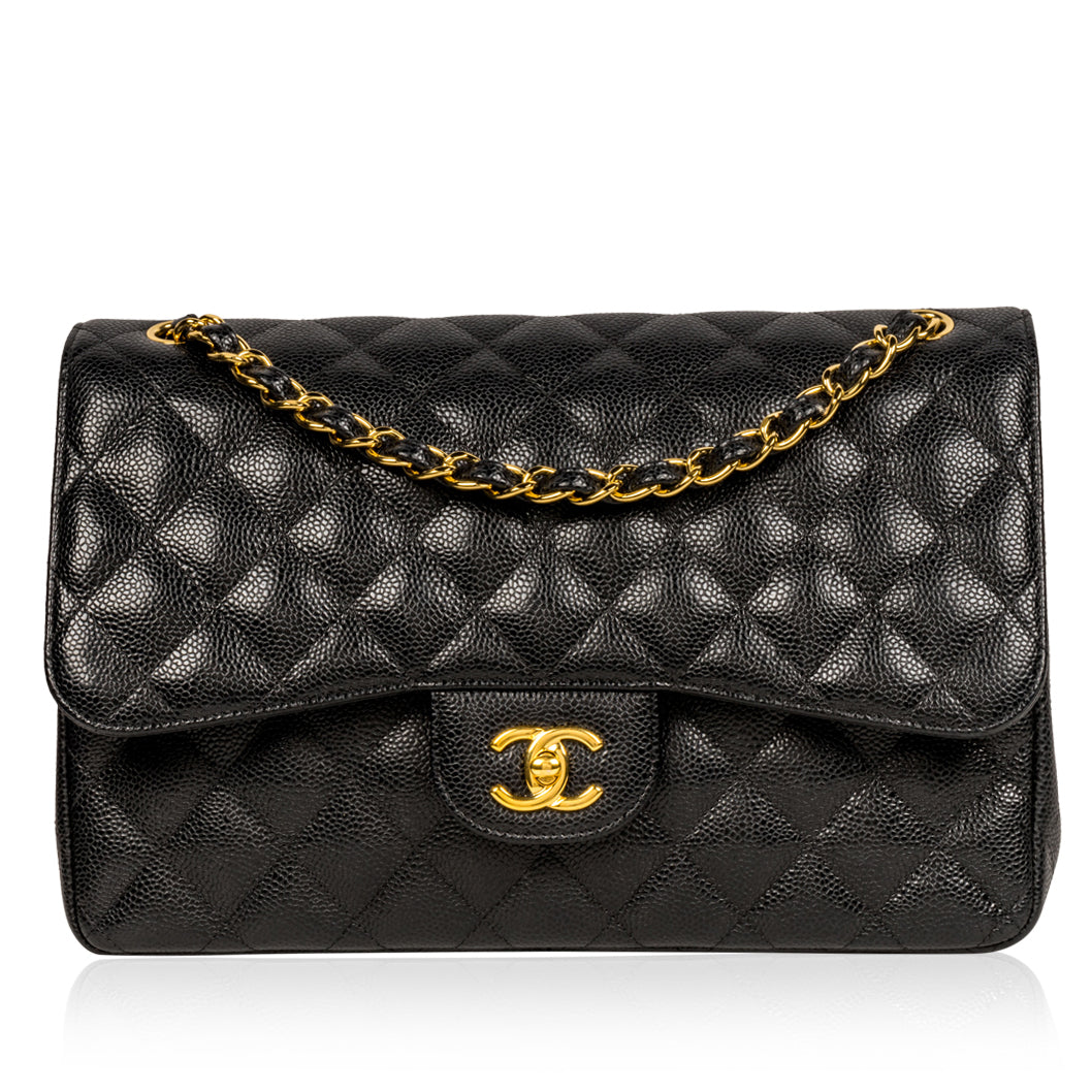 Chanel Classic Flap Caviar Black Shoulder Bag Style 35