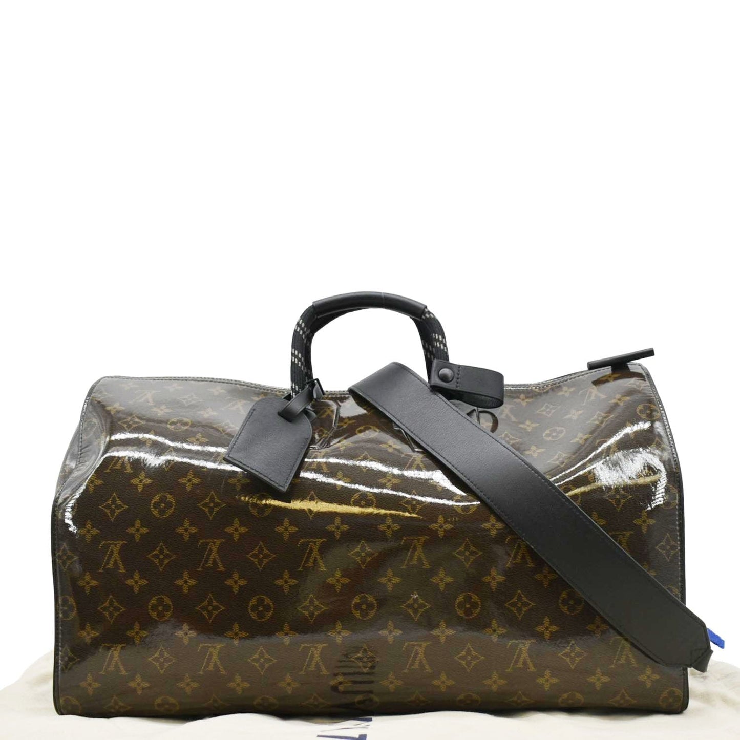 LOUIS VUITTON Keepall 50 Bandouliere Monogram Glaze Canvas Travel Bag Brown