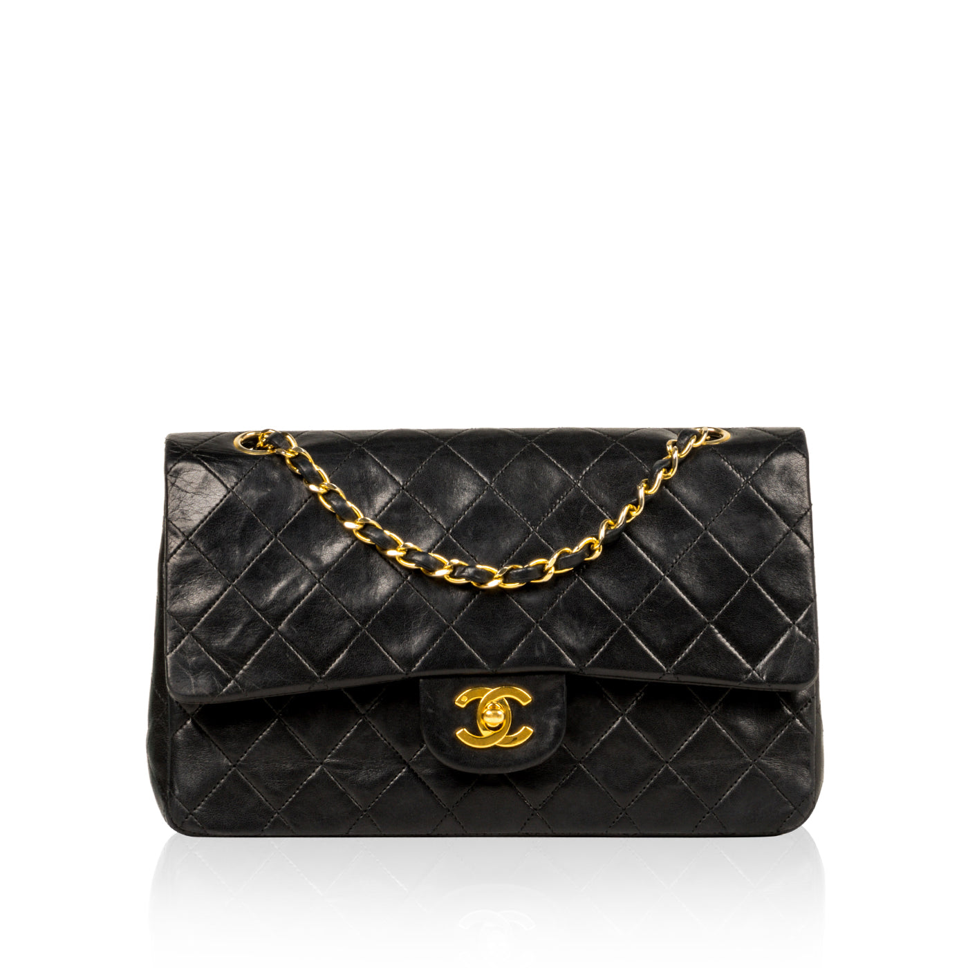 Chanel Classic Flap Lambskin Black Shoulder Bag Style 147