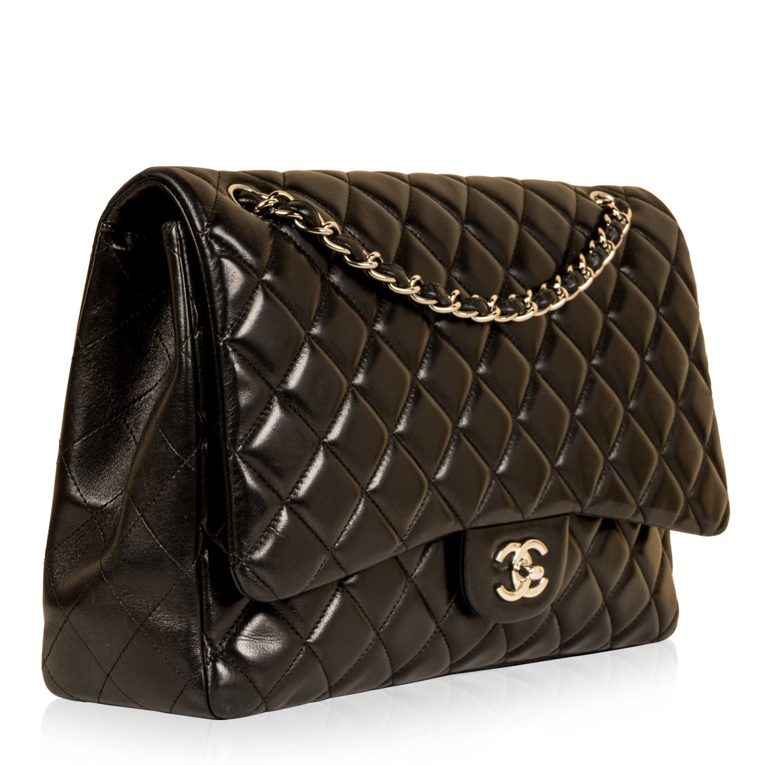 Chanel Classic Flap Lambskin Black Shoulder Bag Style 78