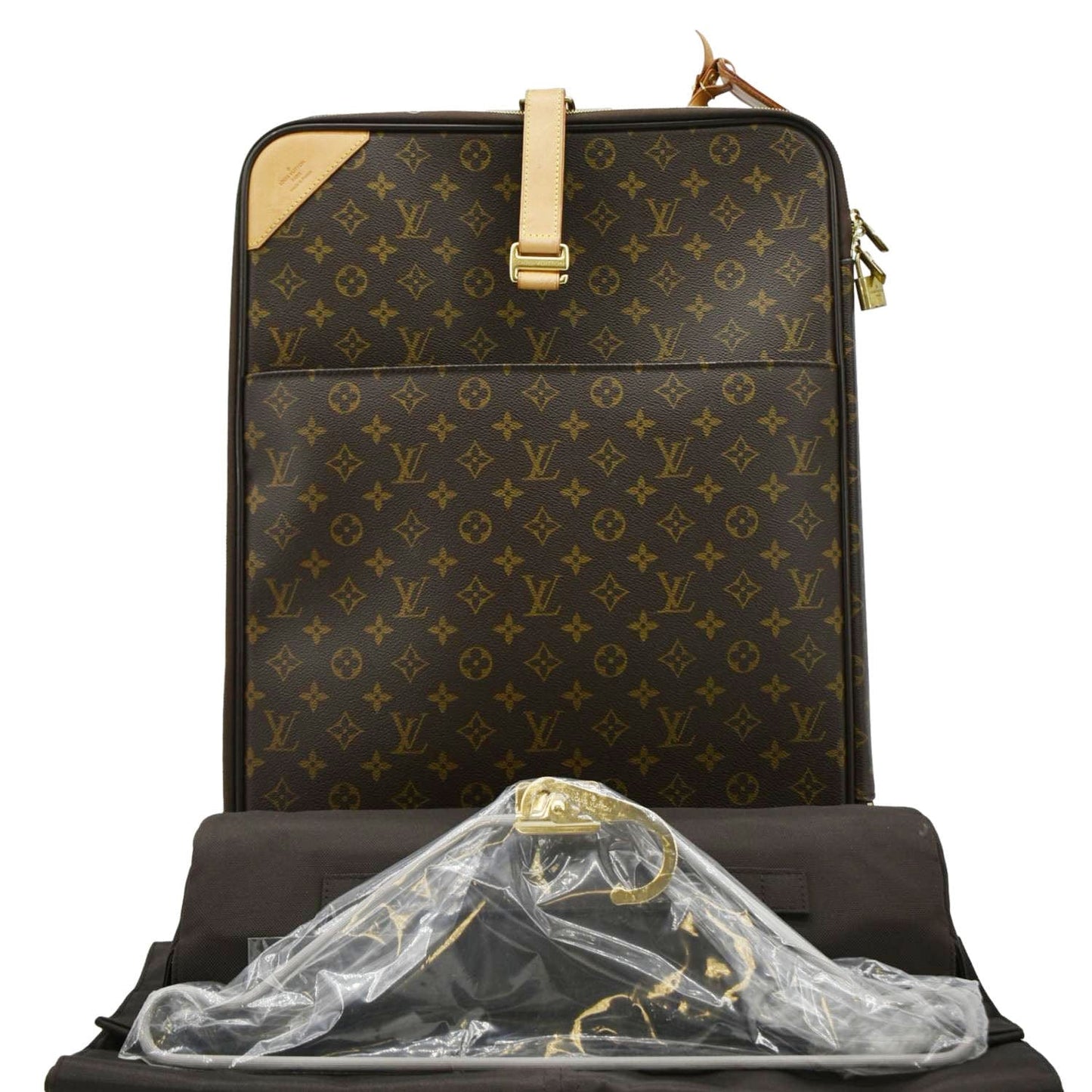 LOUIS VUITTON Pegase 55 Monogram Canvas Luggage Suitcase Travel Bag Brown