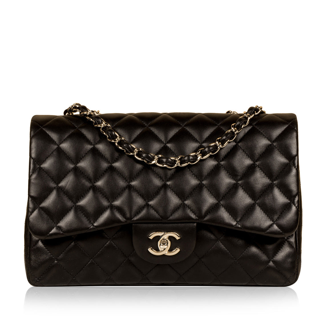 Chanel Classic Flap Lambskin Black Shoulder Bag Style 77