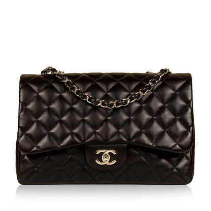 Chanel Classic Flap Lambskin Black Shoulder Bag Style 77