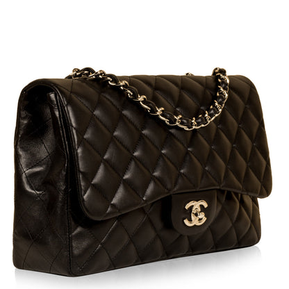 Chanel Classic Flap Lambskin Black Shoulder Bag Style 76