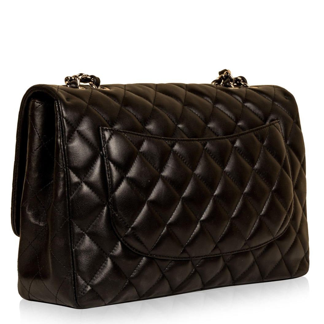 Chanel Classic Flap Lambskin Black Shoulder Bag Style 76