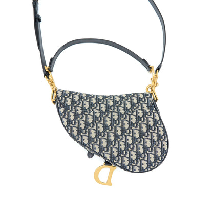 Dior Saddle Purse With Removable Shoulder Strap Blue Oblique Jacquard