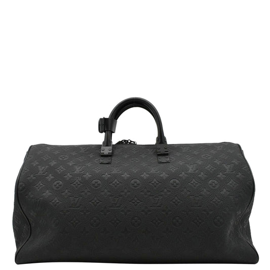 LOUIS VUITTON Keepall 50 by Virgil Abloh Taurillon Leather Travel Bag Absolute Black