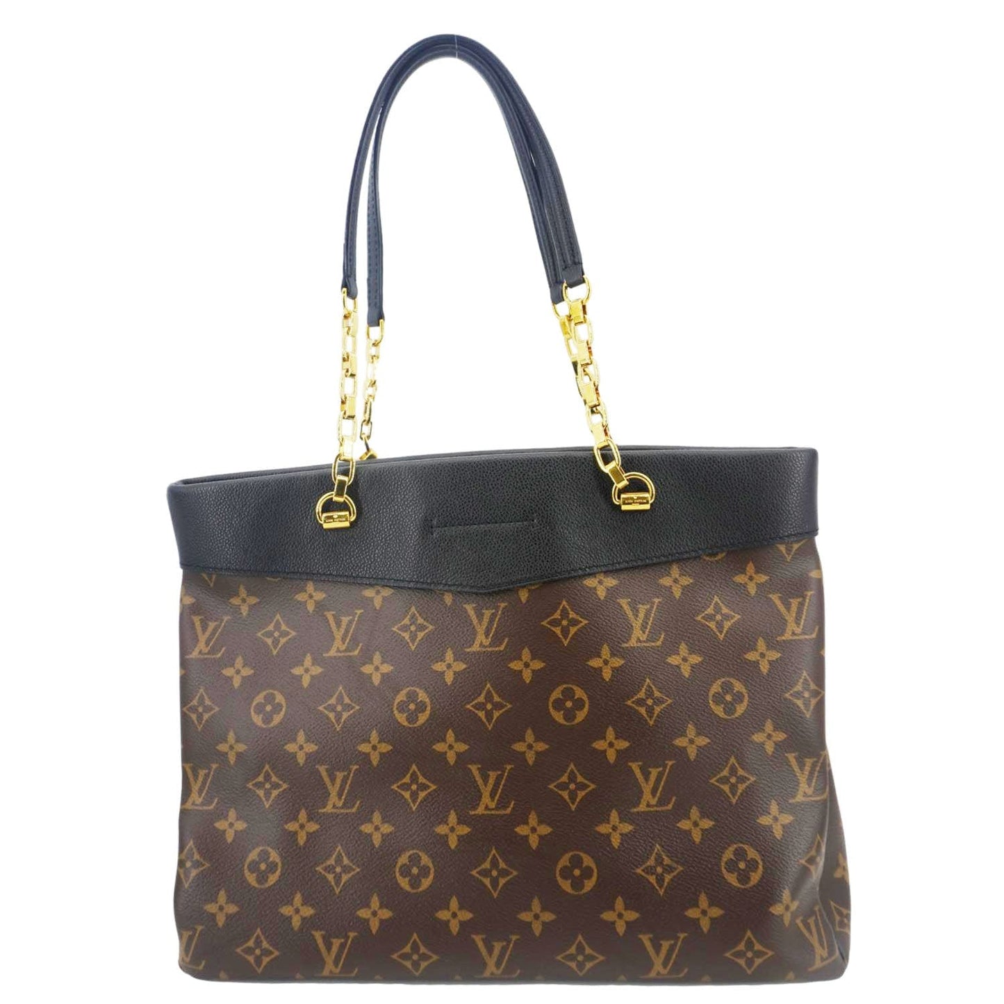 LOUIS VUITTON Pallas Chain Monogram Canvas Shopper Tote Bag Black
