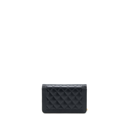 Chanel Boy Wallet on Chain Lambskin Black Brushed GHW