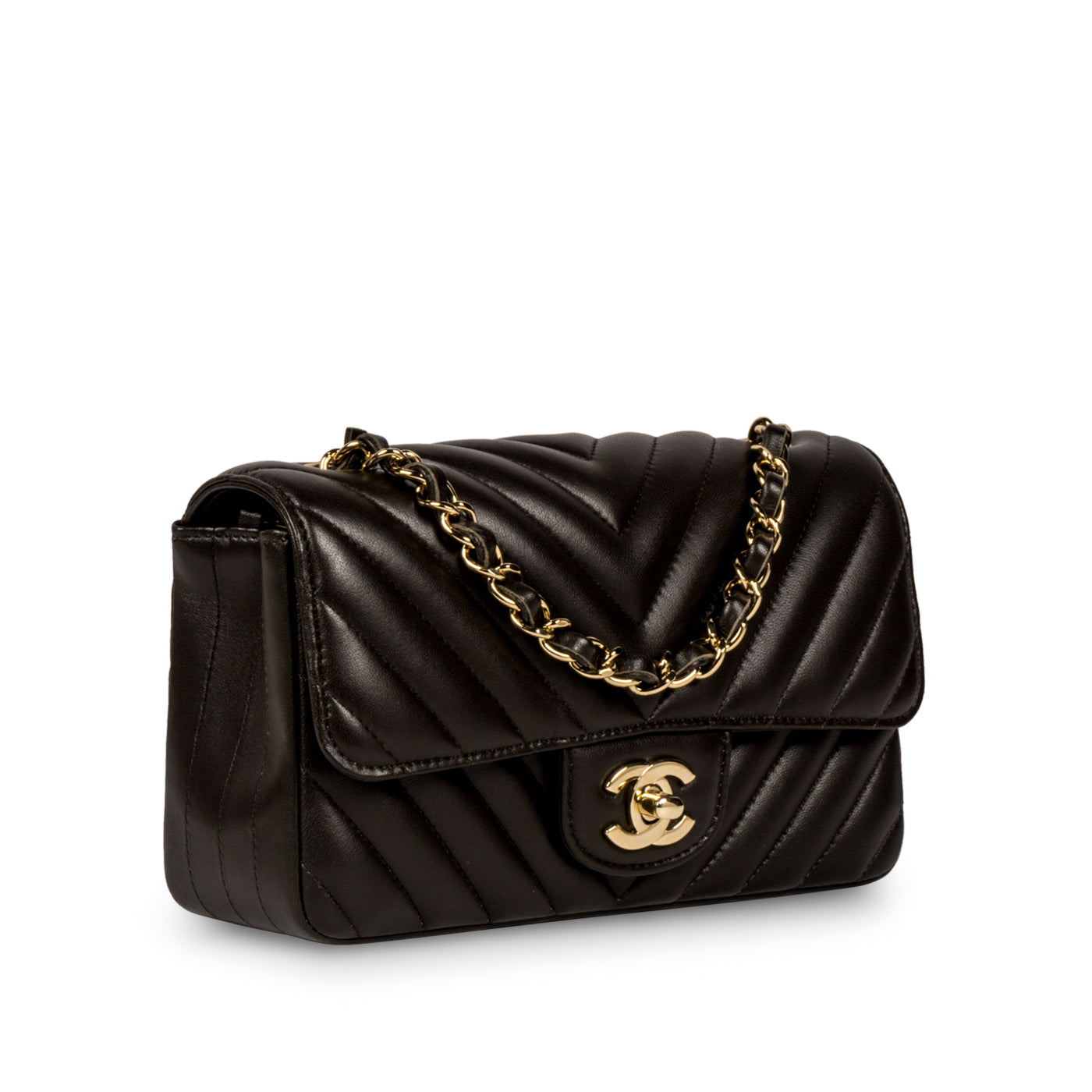 Chanel Classic Flap Lambskin Black Shoulder Bag Style 206
