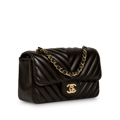 Chanel Classic Flap Lambskin Black Shoulder Bag Style 206