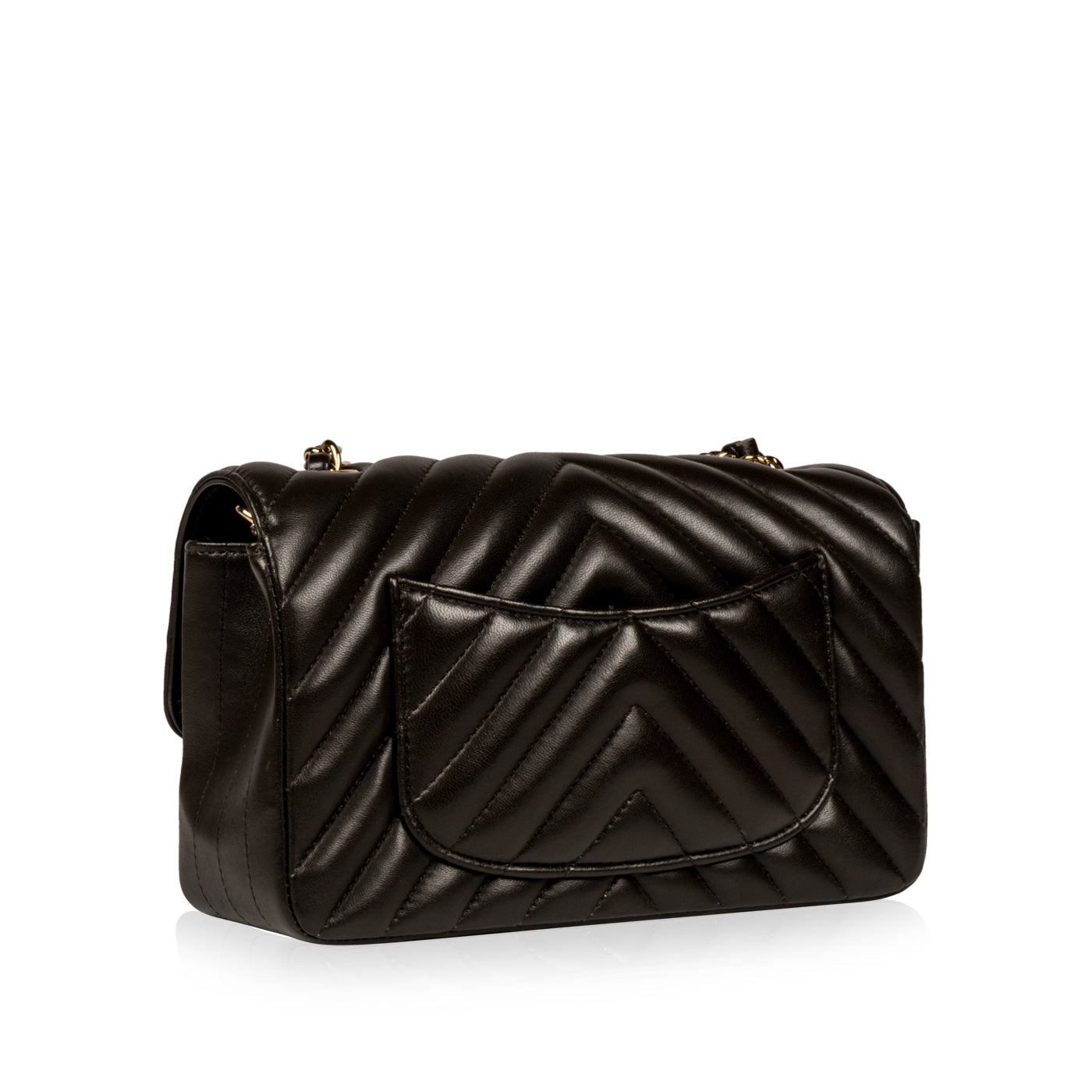 Chanel Classic Flap Lambskin Black Shoulder Bag Style 206
