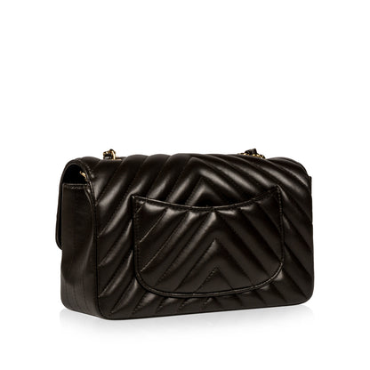 Chanel Classic Flap Lambskin Black Shoulder Bag Style 206