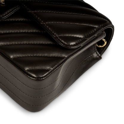 Chanel Classic Flap Lambskin Black Shoulder Bag Style 206