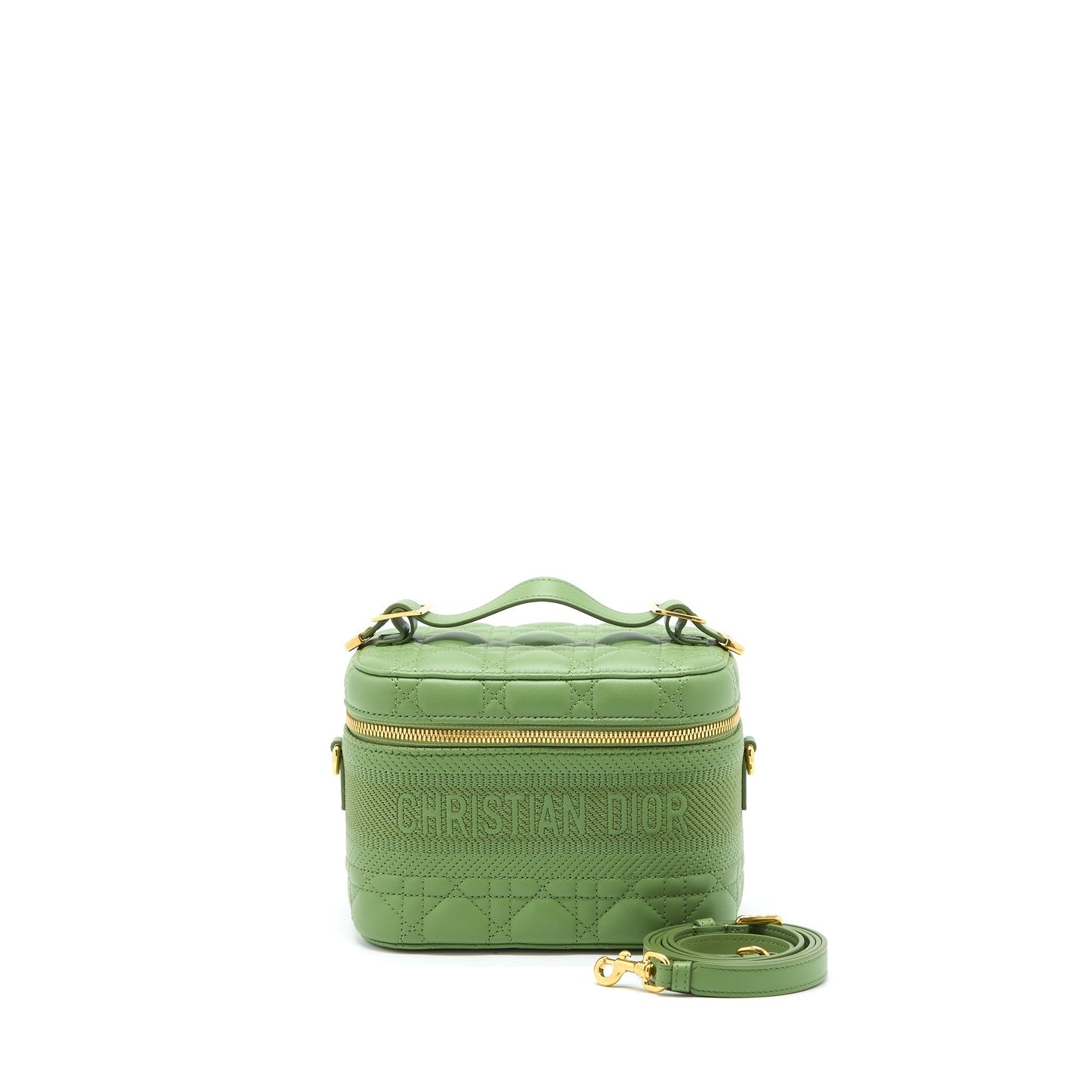 Dior Small Diortravel Vanity Case Cannage Lambskin Green