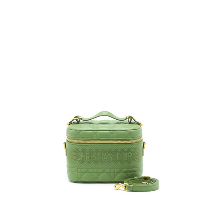 Dior Small Diortravel Vanity Case Cannage Lambskin Green