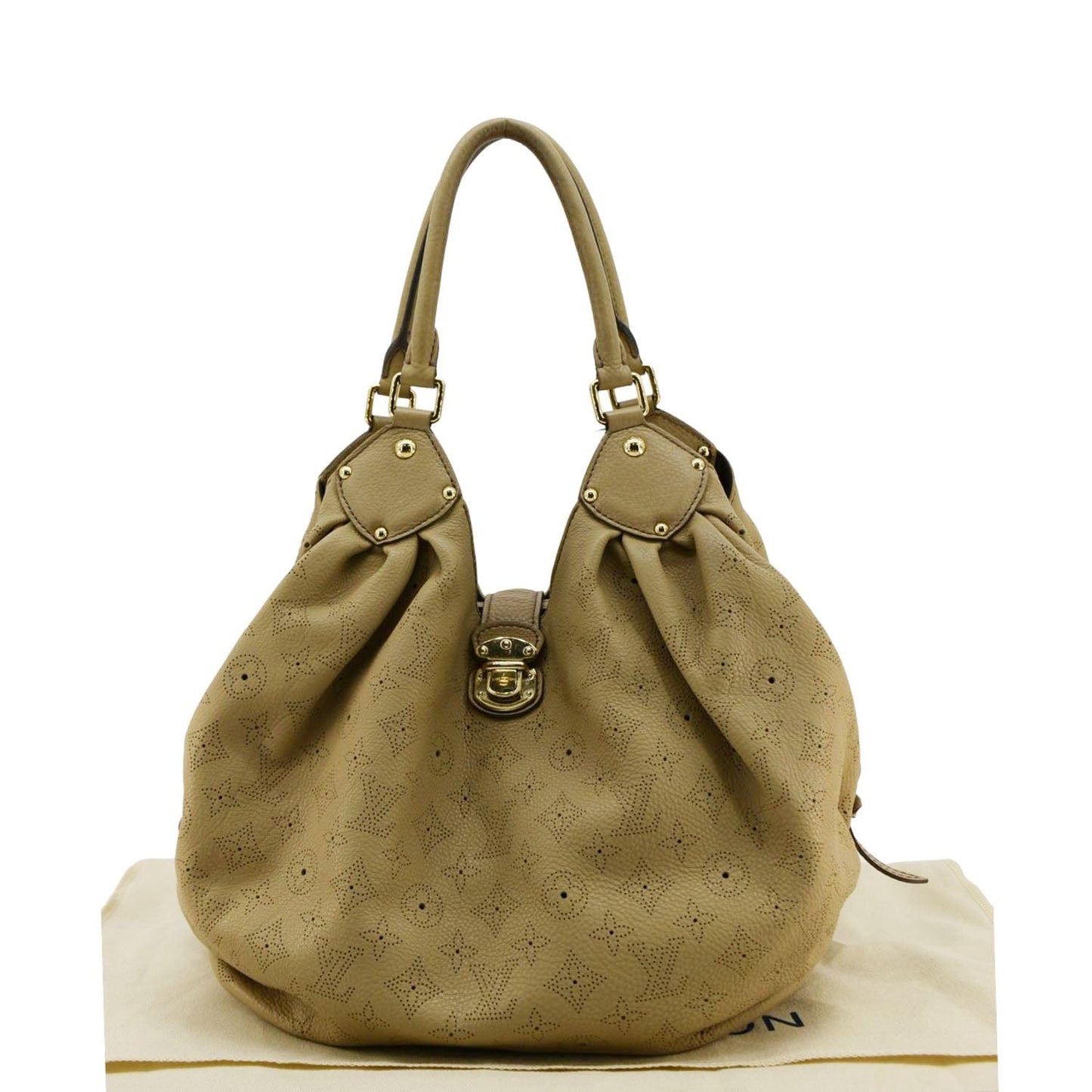 LOUIS VUITTON Solar Large Mahina Leather Hobo Bag Beige