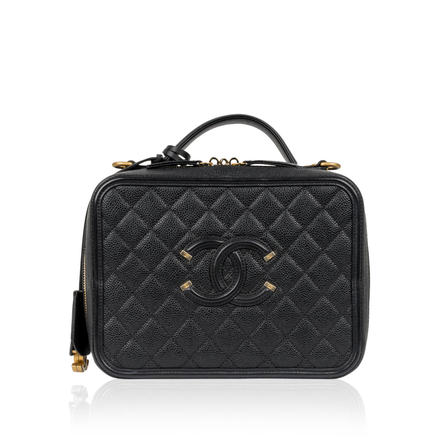 Chanel Vanity Caviar Black Clutch Style 11