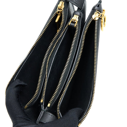 Dior Saddle Trio Crossbody Pouch Calfskin Black
