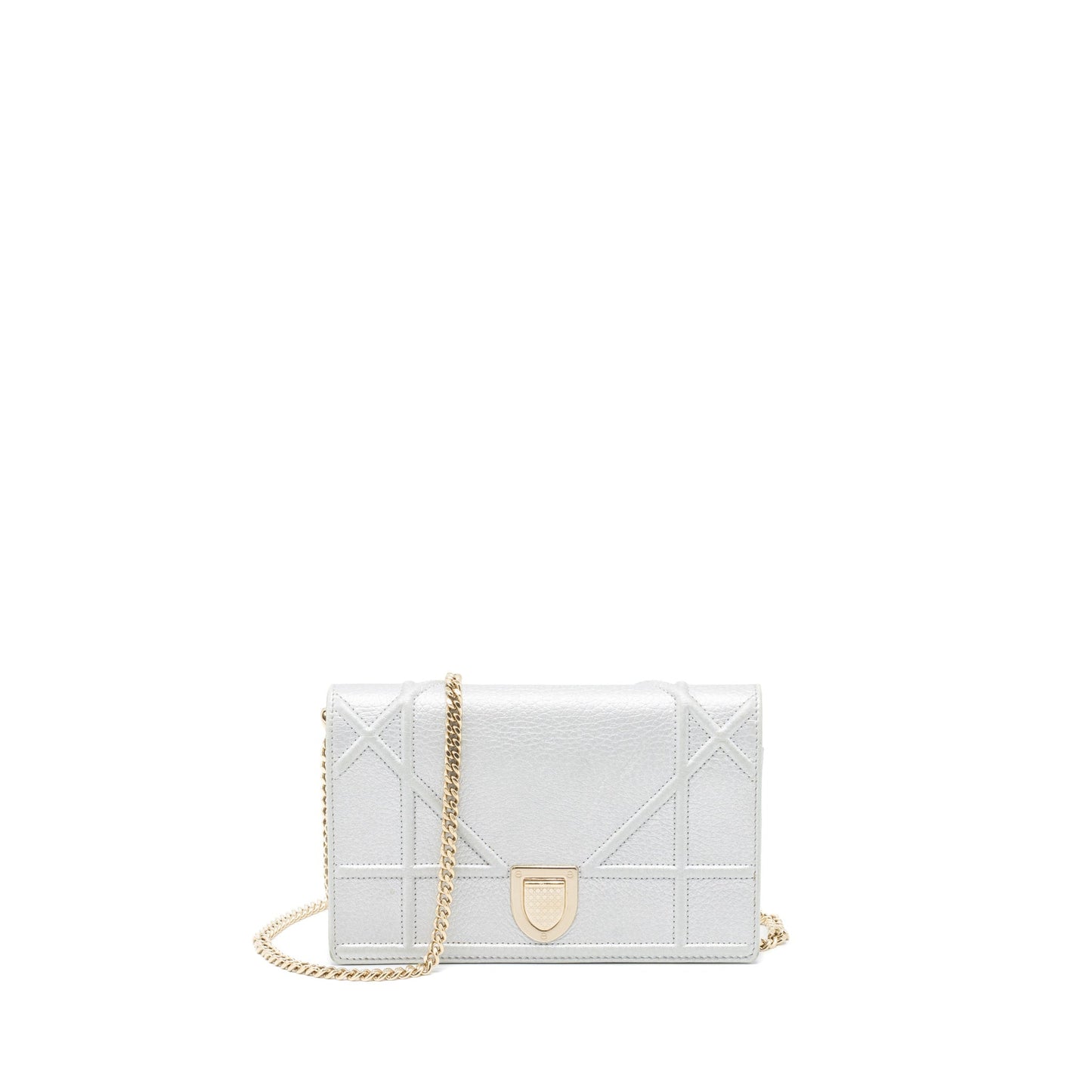 Dior Diorama Wallet on Chain Calfskin Light Grey
