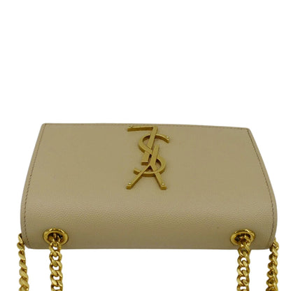 Saint Laurent Kate Leather Cream Crossbody