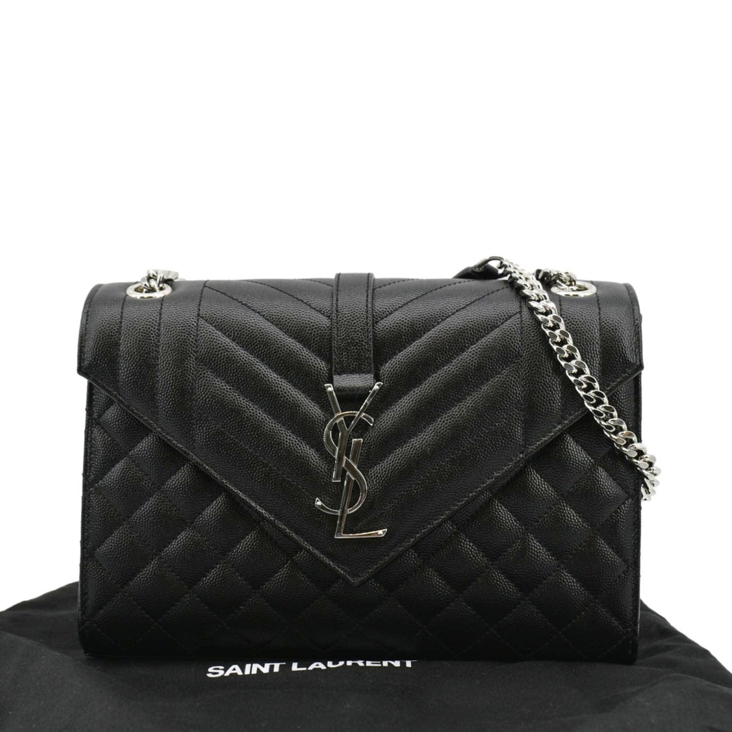 Saint Laurent Envelope Leather Black Shoulder Bag Style 21