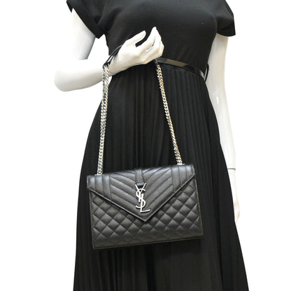 Saint Laurent Envelope Leather Black Shoulder Bag Style 21
