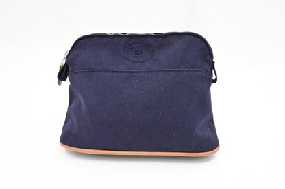 Hermes Mini Bolide Pouch In Navy Canvas