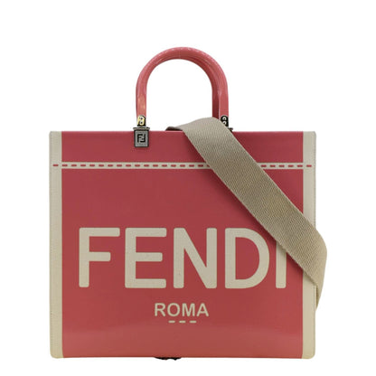 Fendi Sunshine Leather Red Tote Bag Style 26